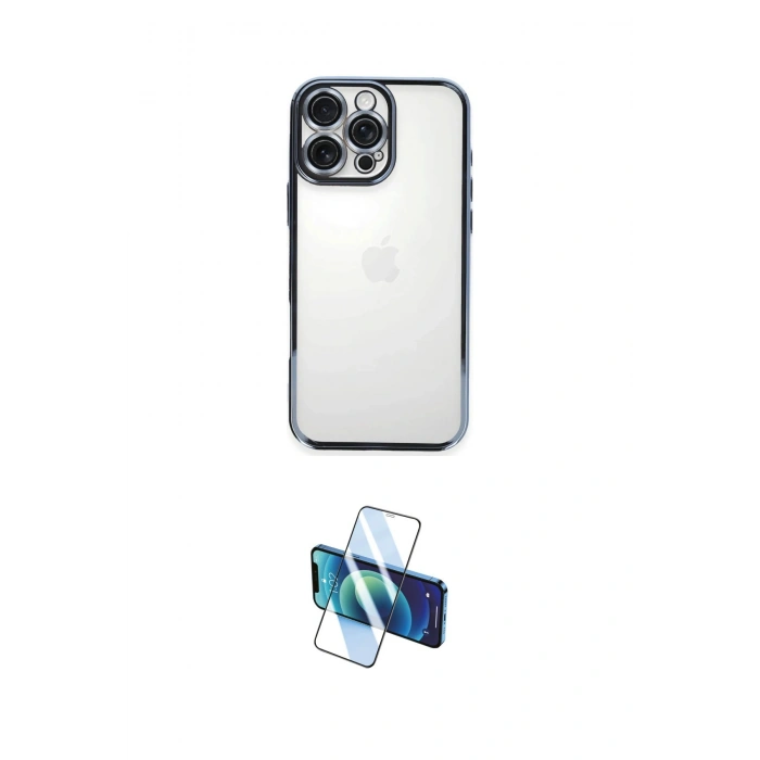 MARSİLYAN™- iPhone 16 Pro Kılıf Vadi Minimal - Siyah 3D Antistatik Cam Ekran Koruyucu