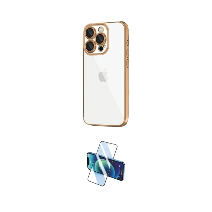 MARSİLYAN™- iPhone 16 Pro Kılıf Vadi Minimal - Siyah 3D Antistatik Cam Ekran Koruyucu