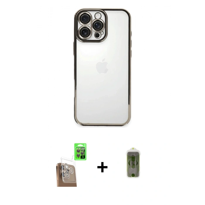 MARSİLYAN™- iPhone 16 Pro Kılıf Vadi Minimal - Siyah Joko Magic 5D Hayalet Cam + Raze Metal Kamera Lens - CLTM