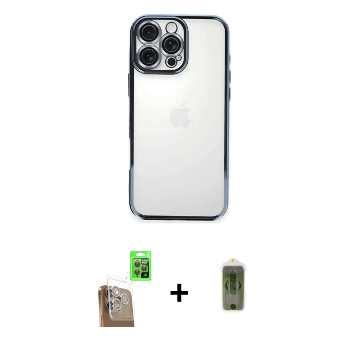 MARSİLYAN™- iPhone 16 Pro Kılıf Vadi Minimal - Siyah Joko Magic 5D Hayalet Cam + Raze Metal Kamera Lens - CLTM