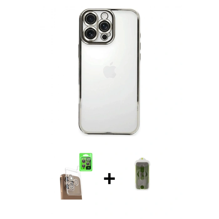 MARSİLYAN™- iPhone 16 Pro Kılıf Vadi Minimal - Siyah Joko Magic 5D Hayalet Cam + Raze Metal Kamera Lens - CLTM