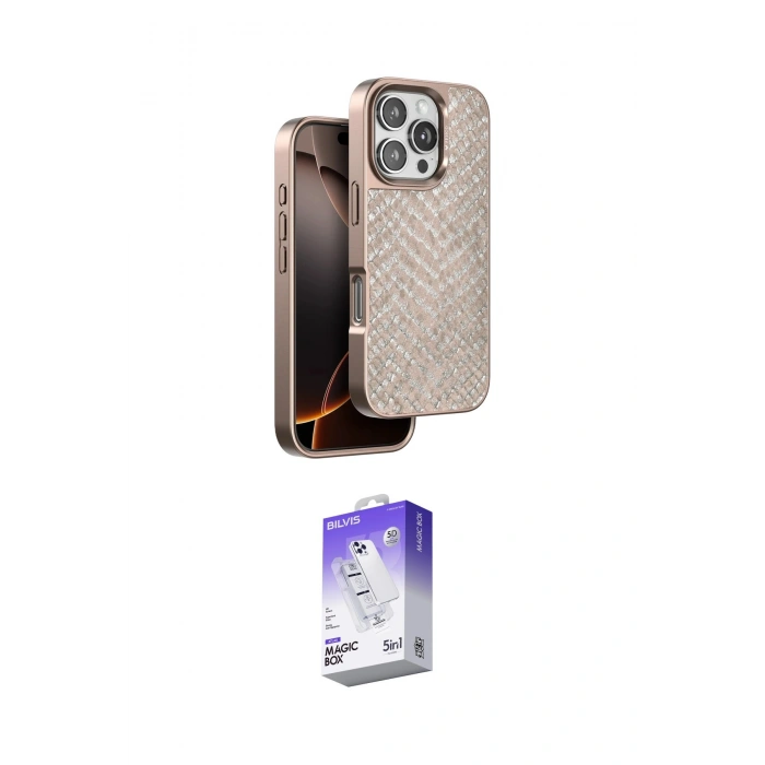MARSİLYAN™- iPhone 16 Pro Kılıf Vadi Özel Seri - Siyah Bilvis 5in1 3D Magic Cam Ekran Koruyucu