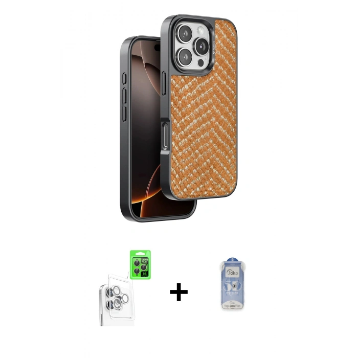 MARSİLYAN™- iPhone 16 Pro Kılıf Vadi Özel Seri - Siyah Joko Magic 5D Cam + Raze Metal Kamera Lens - BZ