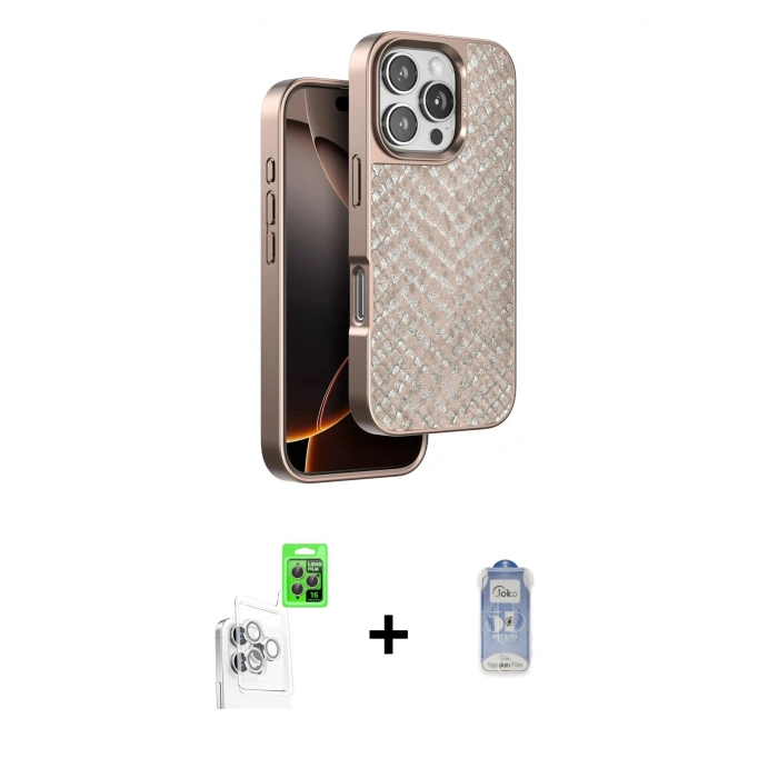 MARSİLYAN™- iPhone 16 Pro Kılıf Vadi Özel Seri - Siyah Joko Magic 5D Cam + Raze Metal Kamera Lens - BZ
