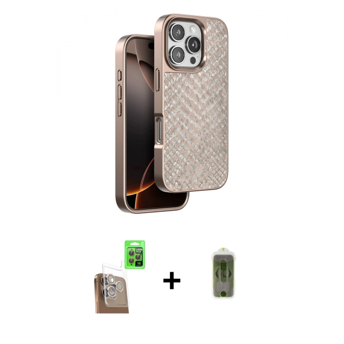 MARSİLYAN™- iPhone 16 Pro Kılıf Vadi Özel Seri - Siyah Joko Magic 5D Hayalet Cam + Raze Metal Kamera Lens - CLTM
