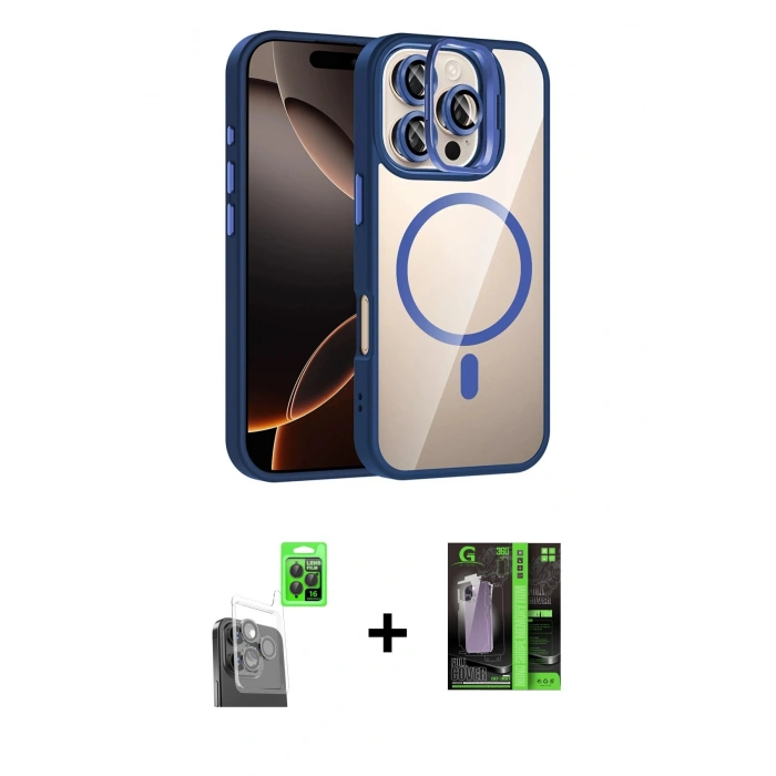 MARSİLYAN™- iPhone 16 Pro Kılıf Yadigar Asil Koleksiyonu - Şeffaf 360 Full Body Arka Koruyucu + Raze Metal Kamera Lens - SH