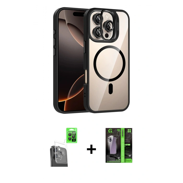 MARSİLYAN™- iPhone 16 Pro Kılıf Yadigar Asil Koleksiyonu - Şeffaf 360 Full Body Arka Koruyucu + Raze Metal Kamera Lens - SH