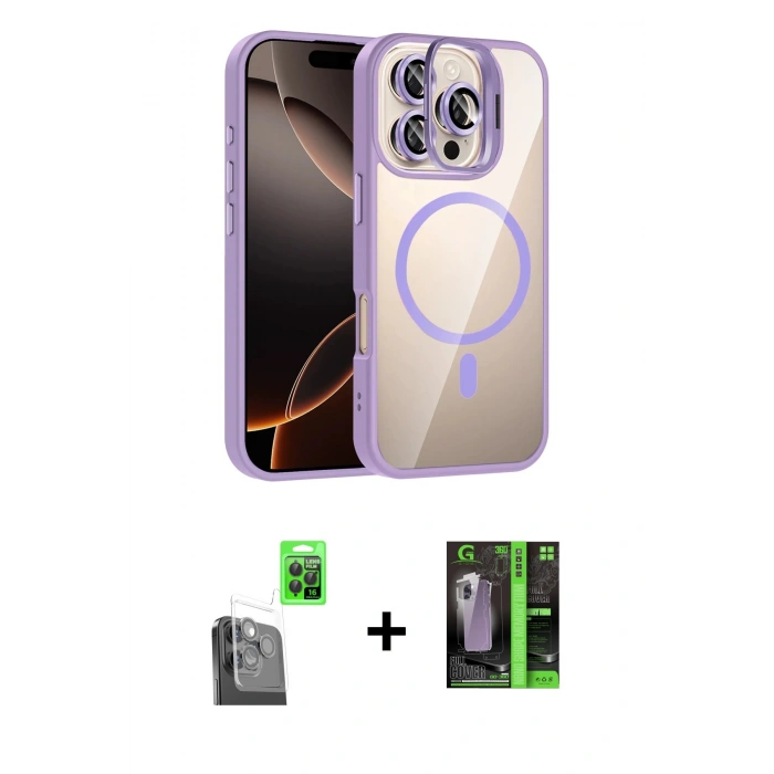 MARSİLYAN™- iPhone 16 Pro Kılıf Yadigar Asil Koleksiyonu - Şeffaf 360 Full Body Arka Koruyucu + Raze Metal Kamera Lens - SH