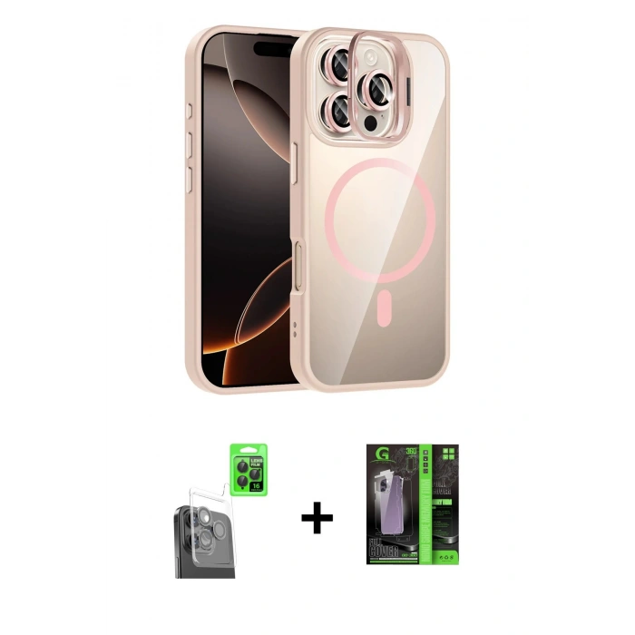 MARSİLYAN™- iPhone 16 Pro Kılıf Yadigar Asil Koleksiyonu - Şeffaf 360 Full Body Arka Koruyucu + Raze Metal Kamera Lens - SH