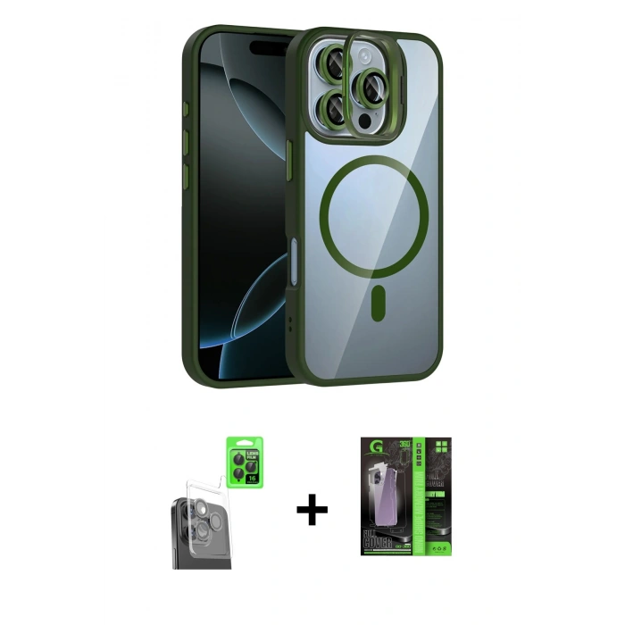 MARSİLYAN™- iPhone 16 Pro Kılıf Yadigar Asil Koleksiyonu - Şeffaf 360 Full Body Arka Koruyucu + Raze Metal Kamera Lens - SH