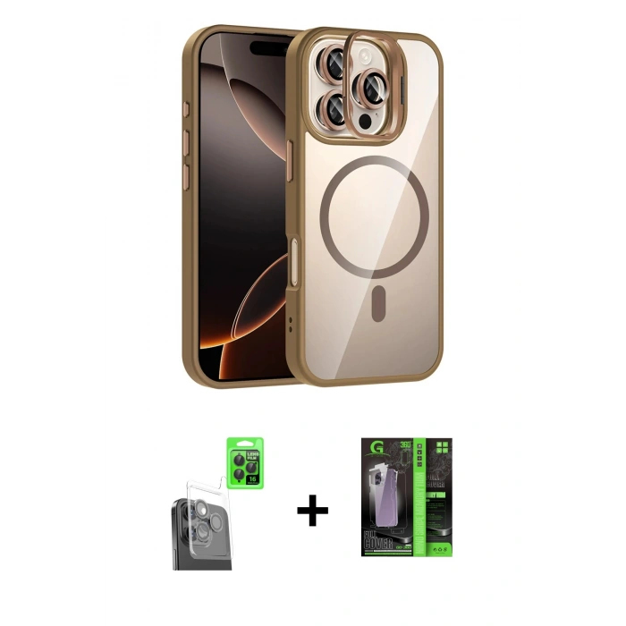 MARSİLYAN™- iPhone 16 Pro Kılıf Yadigar Asil Koleksiyonu - Şeffaf 360 Full Body Arka Koruyucu + Raze Metal Kamera Lens - SH