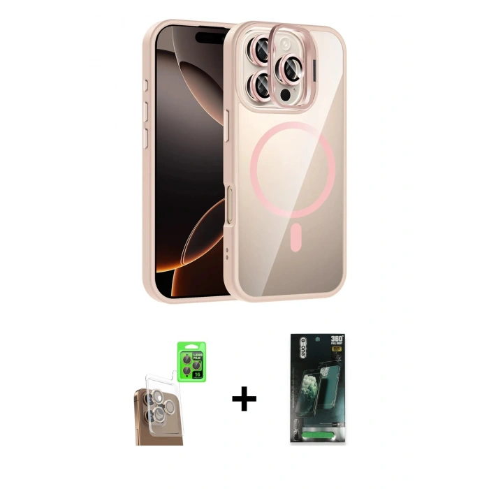 MARSİLYAN™- iPhone 16 Pro Kılıf Yadigar Asil Koleksiyonu - Siyah 360 Mat Full Body Arka Koruyucu + Raze Metal Kamera Lens - CLTM