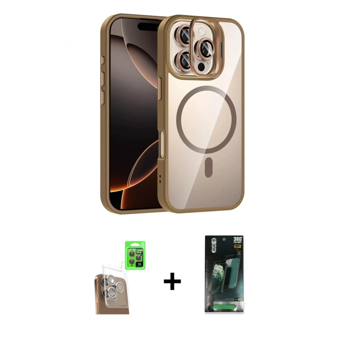 MARSİLYAN™- iPhone 16 Pro Kılıf Yadigar Asil Koleksiyonu - Siyah 360 Mat Full Body Arka Koruyucu + Raze Metal Kamera Lens - CLTM
