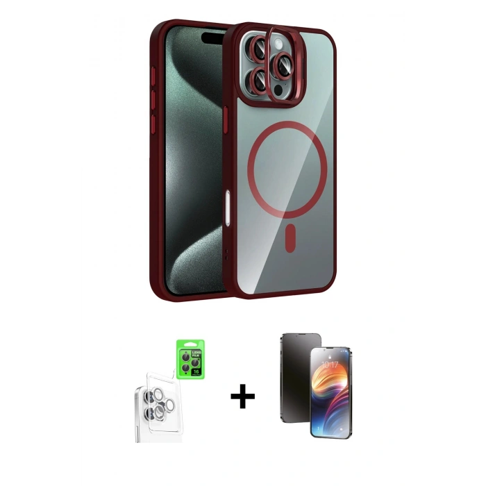 MARSİLYAN™- iPhone 16 Pro Kılıf Yadigar Asil Koleksiyonu - Siyah 3D Antistatik Mat Seramik Nano Ekran Koruyucu + Raze Metal Kamera Lens - BZ