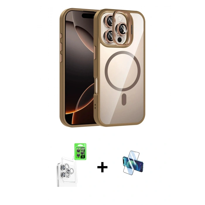 MARSİLYAN™- iPhone 16 Pro Kılıf Yadigar Asil Koleksiyonu - Siyah 3D Antistatik Seramik Nano Ekran Koruyucu + Raze Metal Kamera Lens - BZ