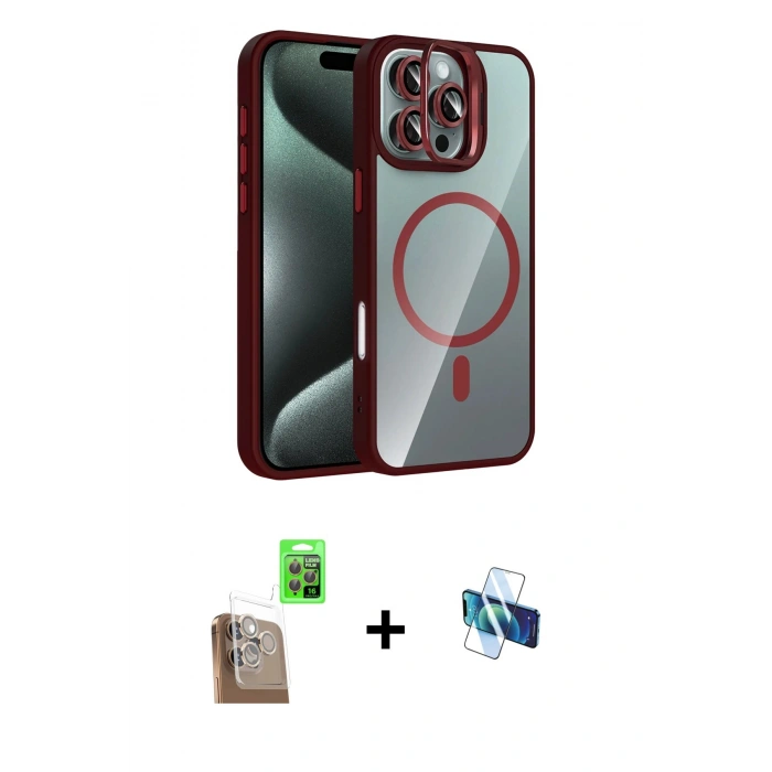 MARSİLYAN™- iPhone 16 Pro Kılıf Yadigar Asil Koleksiyonu - Siyah 3D Antistatik Seramik Nano Ekran Koruyucu + Raze Metal Kamera Lens - CLTM