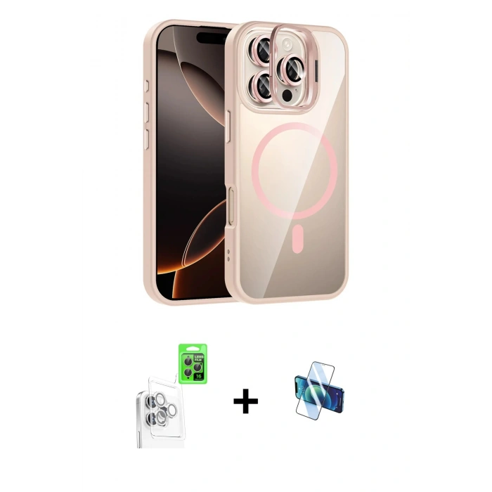 MARSİLYAN™- iPhone 16 Pro Kılıf Yadigar Asil Koleksiyonu - Siyah 3D Antistatik Seramik Nano Ekran Koruyucu + Raze Metal Kamera Lens - BZ