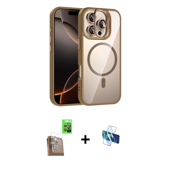 MARSİLYAN™- iPhone 16 Pro Kılıf Yadigar Asil Koleksiyonu - Siyah 3D Antistatik Seramik Nano Ekran Koruyucu + Raze Metal Kamera Lens - CLTM