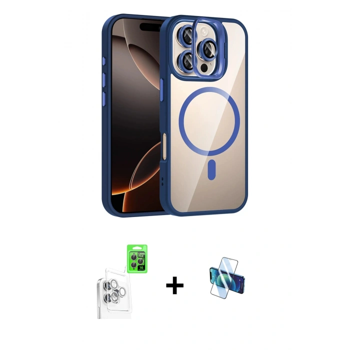 MARSİLYAN™- iPhone 16 Pro Kılıf Yadigar Asil Koleksiyonu - Siyah 3D Antistatik Seramik Nano Ekran Koruyucu + Raze Metal Kamera Lens - BZ