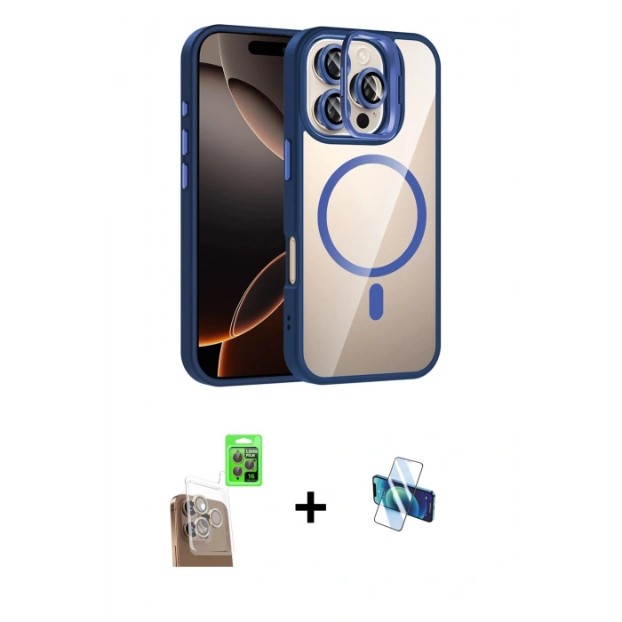 MARSİLYAN™- iPhone 16 Pro Kılıf Yadigar Asil Koleksiyonu - Siyah 3D Antistatik Seramik Nano Ekran Koruyucu + Raze Metal Kamera Lens - CLTM