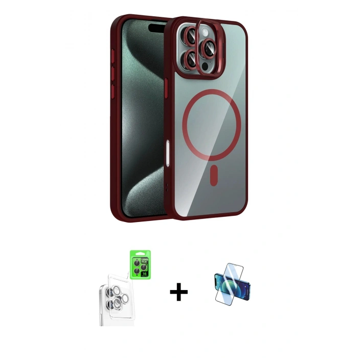 MARSİLYAN™- iPhone 16 Pro Kılıf Yadigar Asil Koleksiyonu - Siyah 3D Antistatik Seramik Nano Ekran Koruyucu + Raze Metal Kamera Lens - BZ