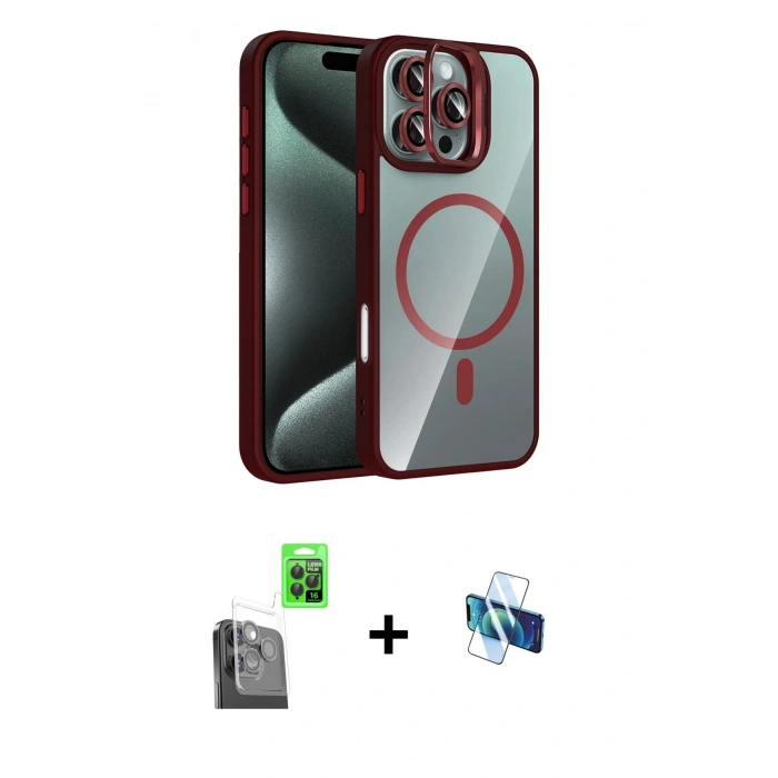 MARSİLYAN™- iPhone 16 Pro Kılıf Yadigar Asil Koleksiyonu - Siyah 3D Antistatik Seramik Nano Ekran Koruyucu + Raze Metal Kamera Lens - SH