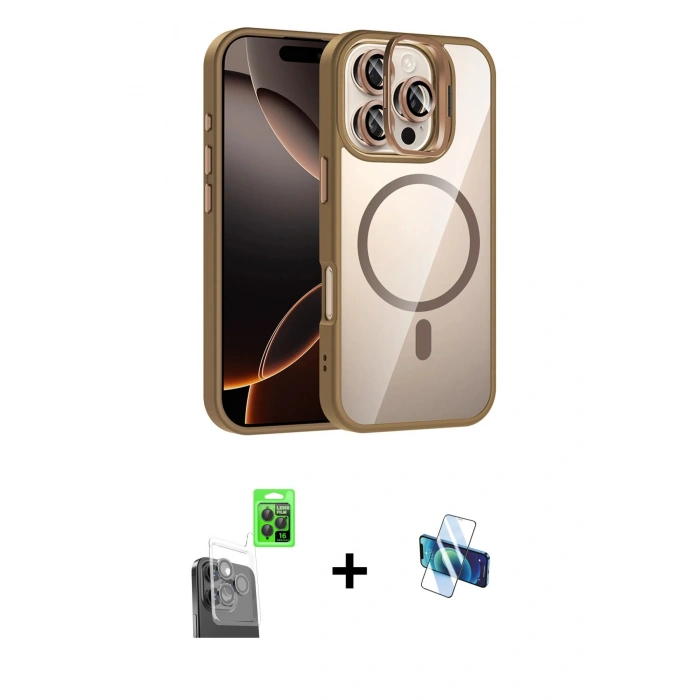 MARSİLYAN™- iPhone 16 Pro Kılıf Yadigar Asil Koleksiyonu - Siyah 3D Antistatik Seramik Nano Ekran Koruyucu + Raze Metal Kamera Lens - SH