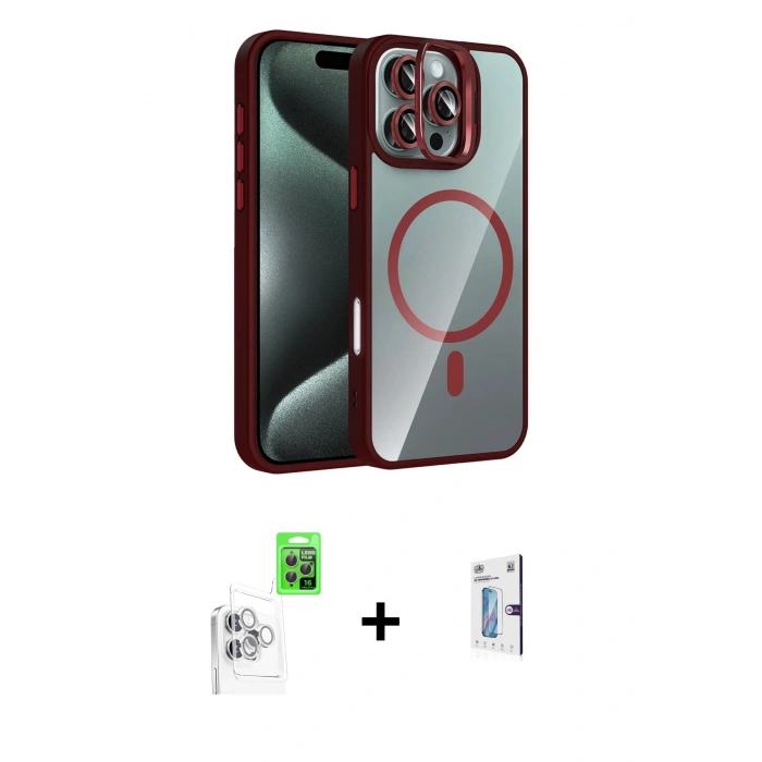 MARSİLYAN™- iPhone 16 Pro Kılıf Yadigar Asil Koleksiyonu - Siyah Bilvis 0.18mm Plus Cam Ekran Koruyucu + Raze Metal Kamera Lens - BZ