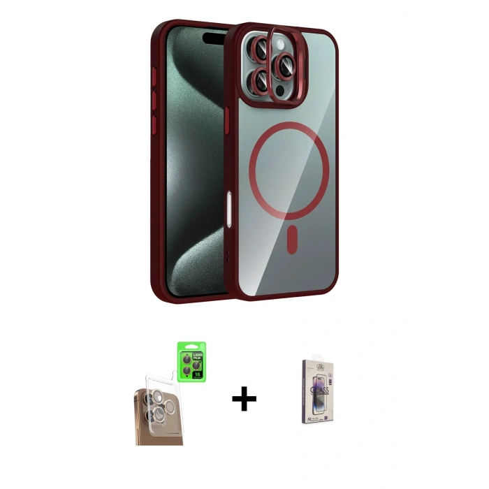 MARSİLYAN™- iPhone 16 Pro Kılıf Yadigar Asil Koleksiyonu - Siyah Bilvis 3D Cam Ekran Koruyucu + Çöl Titanyum Raze Metal Kamera Lens