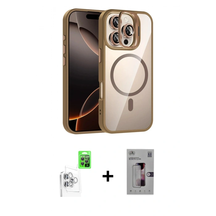 MARSİLYAN™- iPhone 16 Pro Kılıf Yadigar Asil Koleksiyonu - Siyah Bilvis 3D Mat Cam Ekran Koruyucu + Raze Metal Kamera Lens - BZ