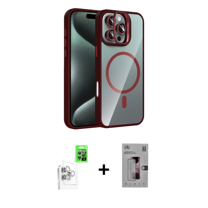 MARSİLYAN™- iPhone 16 Pro Kılıf Yadigar Asil Koleksiyonu - Siyah Bilvis 3D Mat Cam Ekran Koruyucu + Raze Metal Kamera Lens - BZ