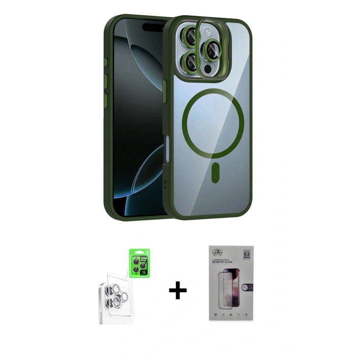 MARSİLYAN™- iPhone 16 Pro Kılıf Yadigar Asil Koleksiyonu - Siyah Bilvis 3D Mat Cam Ekran Koruyucu + Raze Metal Kamera Lens - BZ