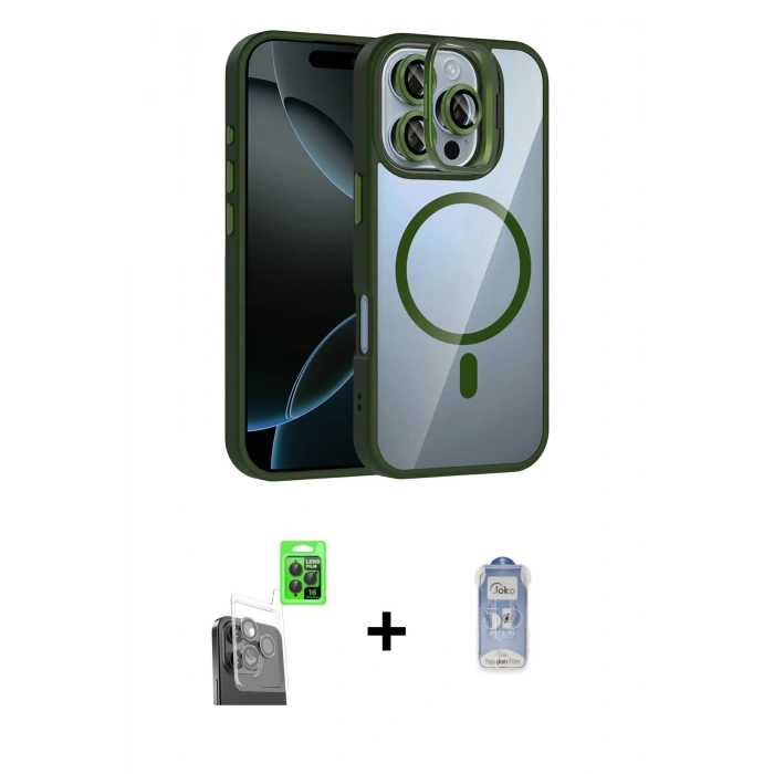 MARSİLYAN™- iPhone 16 Pro Kılıf Yadigar Asil Koleksiyonu - Siyah Joko Magic 5D Cam + Raze Metal Kamera Lens - SH