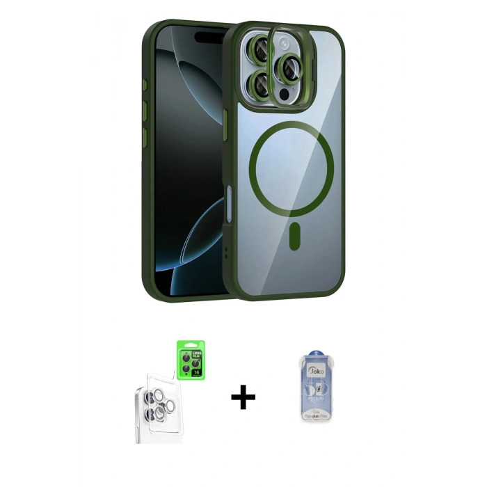 MARSİLYAN™- iPhone 16 Pro Kılıf Yadigar Asil Koleksiyonu - Siyah Joko Magic 5D Cam + Raze Metal Kamera Lens - BZ