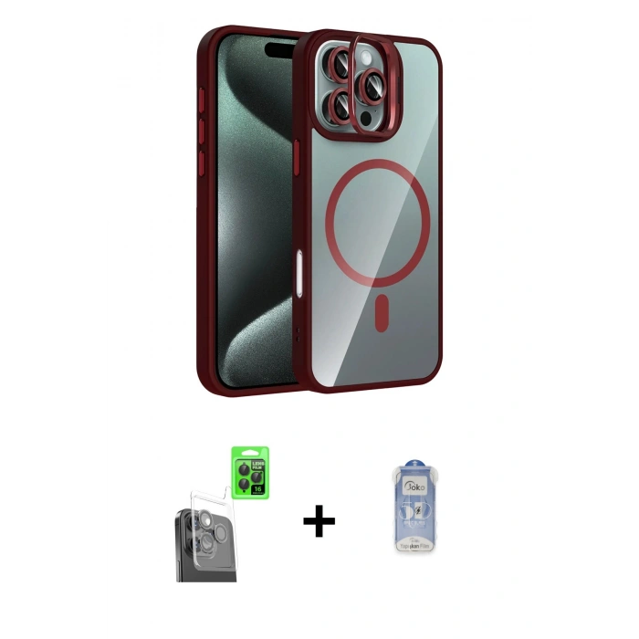 MARSİLYAN™- iPhone 16 Pro Kılıf Yadigar Asil Koleksiyonu - Siyah Joko Magic 5D Cam + Raze Metal Kamera Lens - SH