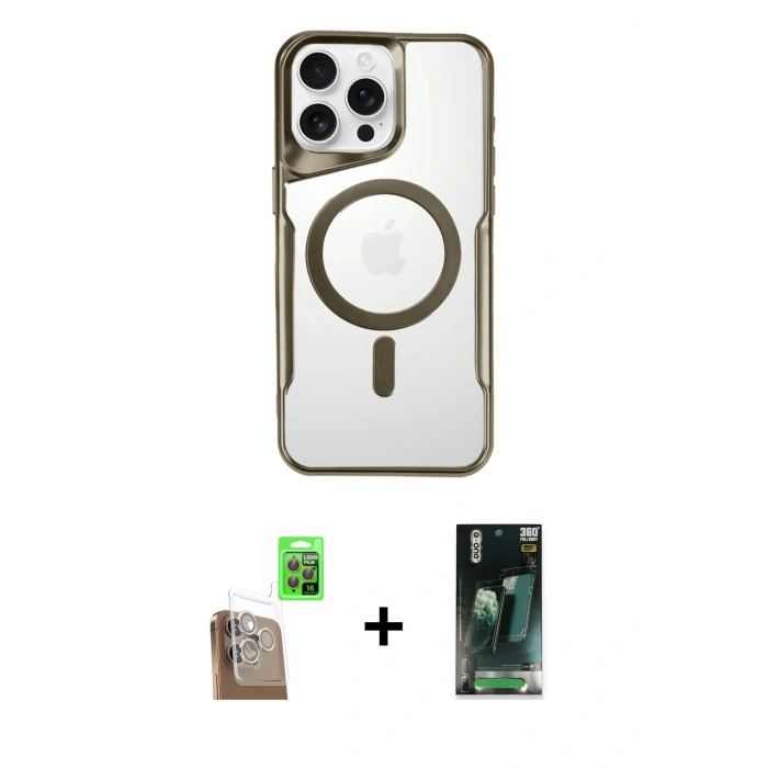 MARSİLYAN™- iPhone 16 Pro Kılıf Yadigar Klasik Özel Seri - Siyah 360 Mat Full Body Arka Koruyucu + Raze Metal Kamera Lens - CLTM