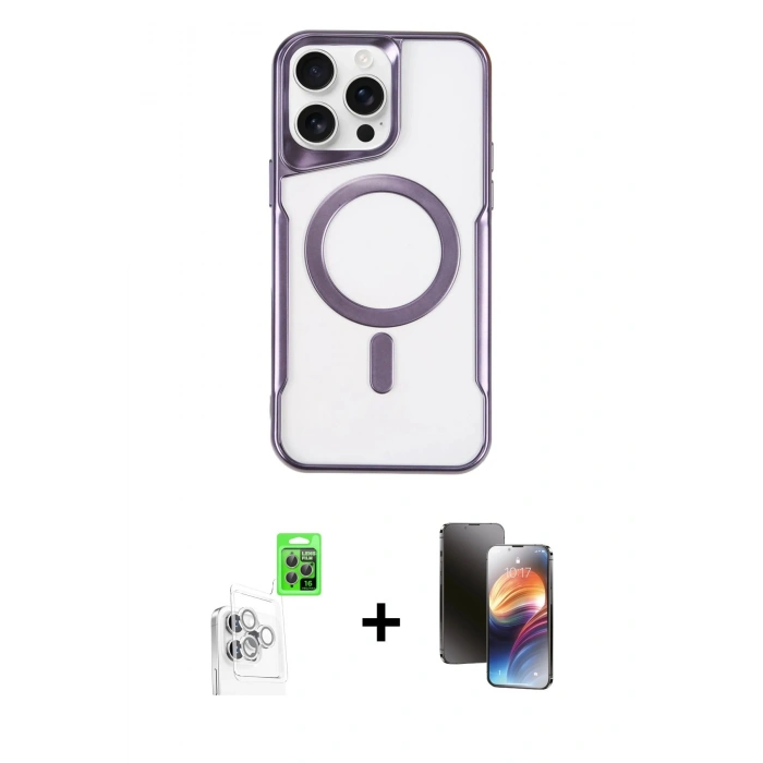 MARSİLYAN™- iPhone 16 Pro Kılıf Yadigar Klasik Özel Seri - Siyah 3D Antistatik Mat Seramik Nano Ekran Koruyucu + Raze Metal Kamera Lens - BZ