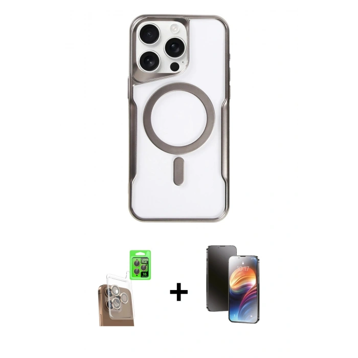 MARSİLYAN™- iPhone 16 Pro Kılıf Yadigar Klasik Özel Seri - Siyah 3D Antistatik Mat Seramik Nano Ekran Koruyucu + Raze Metal Kamera Lens - CLTM