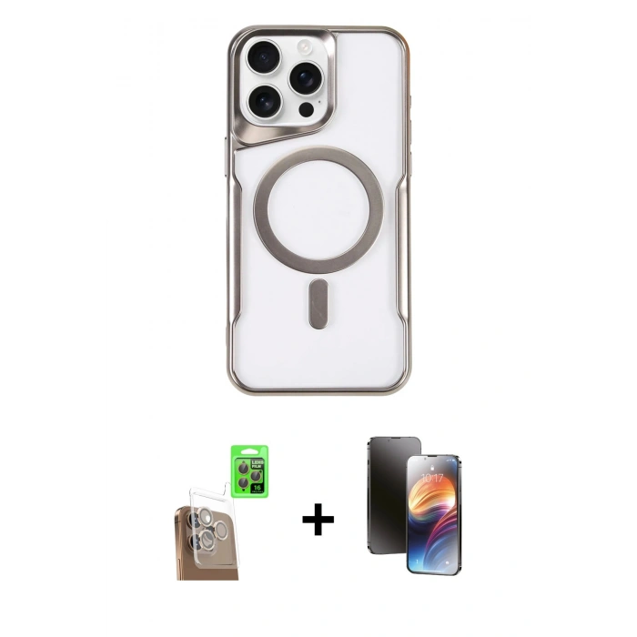 MARSİLYAN™- iPhone 16 Pro Kılıf Yadigar Klasik Özel Seri - Siyah 3D Antistatik Mat Seramik Nano Ekran Koruyucu + Raze Metal Kamera Lens - CLTM