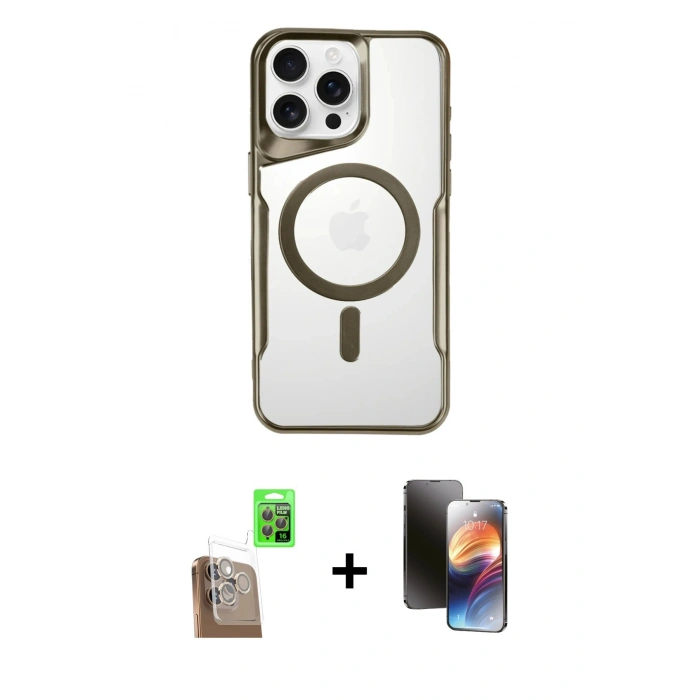 MARSİLYAN™- iPhone 16 Pro Kılıf Yadigar Klasik Özel Seri - Siyah 3D Antistatik Mat Seramik Nano Ekran Koruyucu + Raze Metal Kamera Lens - CLTM