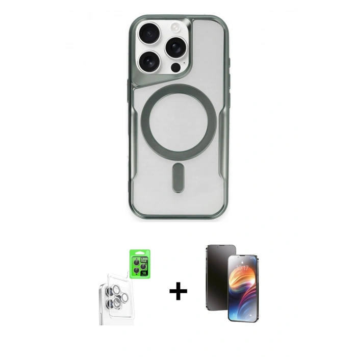 MARSİLYAN™- iPhone 16 Pro Kılıf Yadigar Klasik Özel Seri - Siyah 3D Antistatik Mat Seramik Nano Ekran Koruyucu + Raze Metal Kamera Lens - BZ