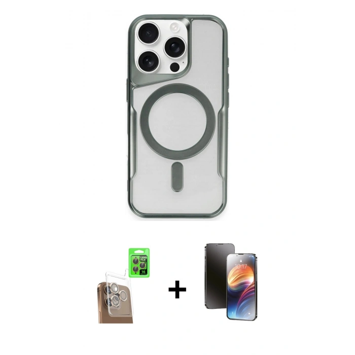 MARSİLYAN™- iPhone 16 Pro Kılıf Yadigar Klasik Özel Seri - Siyah 3D Antistatik Mat Seramik Nano Ekran Koruyucu + Raze Metal Kamera Lens - CLTM