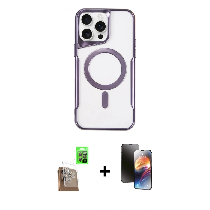 MARSİLYAN™- iPhone 16 Pro Kılıf Yadigar Klasik Özel Seri - Siyah 3D Antistatik Mat Seramik Nano Ekran Koruyucu + Raze Metal Kamera Lens - CLTM