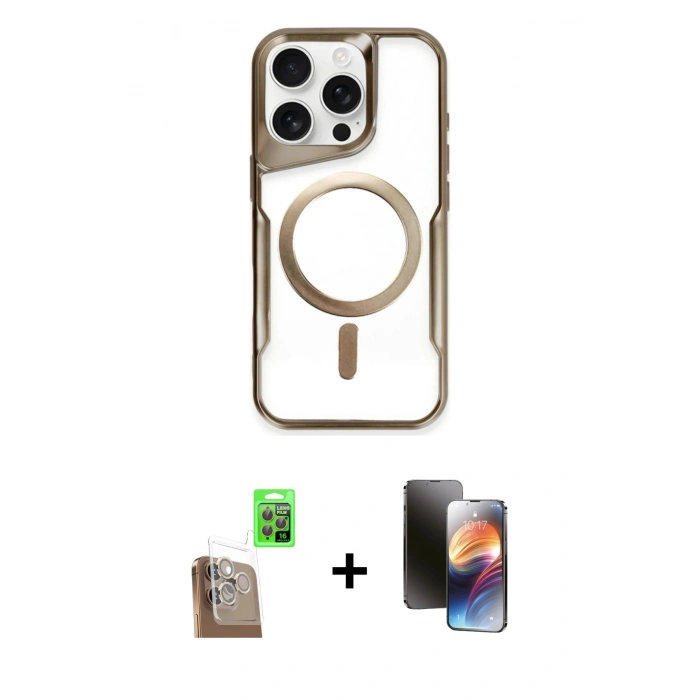 MARSİLYAN™- iPhone 16 Pro Kılıf Yadigar Klasik Özel Seri - Siyah 3D Antistatik Mat Seramik Nano Ekran Koruyucu + Raze Metal Kamera Lens - CLTM