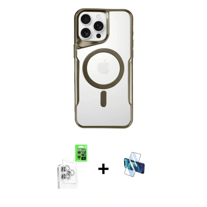 MARSİLYAN™- iPhone 16 Pro Kılıf Yadigar Klasik Özel Seri - Siyah 3D Antistatik Seramik Nano Ekran Koruyucu + Raze Metal Kamera Lens - BZ