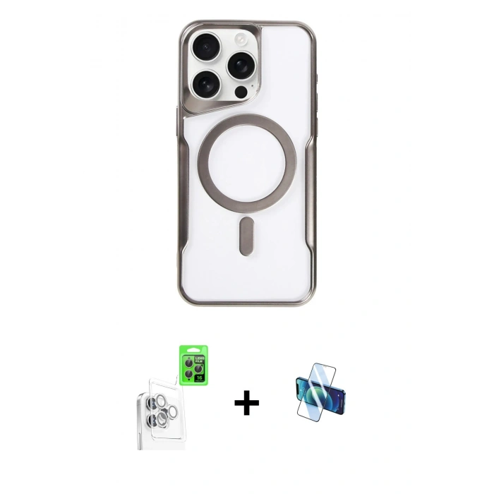 MARSİLYAN™- iPhone 16 Pro Kılıf Yadigar Klasik Özel Seri - Siyah 3D Antistatik Seramik Nano Ekran Koruyucu + Raze Metal Kamera Lens - BZ