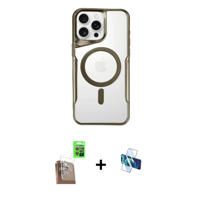 MARSİLYAN™- iPhone 16 Pro Kılıf Yadigar Klasik Özel Seri - Siyah 3D Antistatik Seramik Nano Ekran Koruyucu + Raze Metal Kamera Lens - CLTM