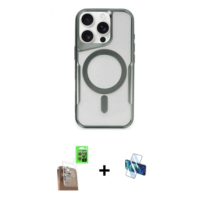 MARSİLYAN™- iPhone 16 Pro Kılıf Yadigar Klasik Özel Seri - Siyah 3D Antistatik Seramik Nano Ekran Koruyucu + Raze Metal Kamera Lens - CLTM
