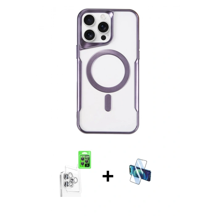 MARSİLYAN™- iPhone 16 Pro Kılıf Yadigar Klasik Özel Seri - Siyah 3D Antistatik Seramik Nano Ekran Koruyucu + Raze Metal Kamera Lens - BZ