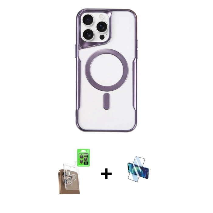 MARSİLYAN™- iPhone 16 Pro Kılıf Yadigar Klasik Özel Seri - Siyah 3D Antistatik Seramik Nano Ekran Koruyucu + Raze Metal Kamera Lens - CLTM